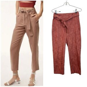 Aritzia Wilfred Tie front Jallade pant Heather pink trousers tweed sz 2